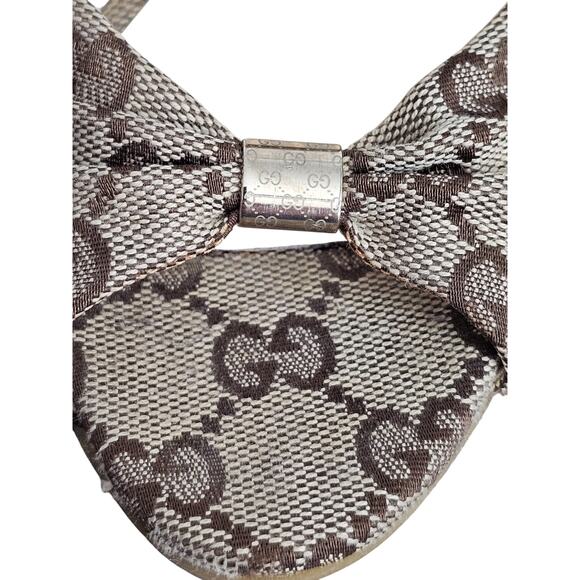 Gucci beige/ebony GG canvas peep-toe Cyprus cork wedge Size 5B - Picture 10 of 15